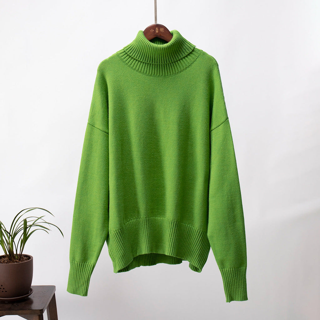 Bequemer Damenpullover mit Rollkragen und lässigen langen Ärmeln - J&B - 10 - Atelier-Zofia