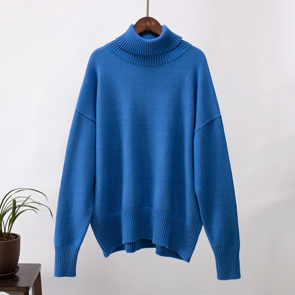 Bequemer Damenpullover mit Rollkragen und lässigen langen Ärmeln - J&B - 12 - Atelier-Zofia