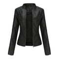 Damen Kunstleder Moto-Jacke mit praktischen Taschen und vorderem Reißverschluss - J&B - 7 - Atelier-Zofia