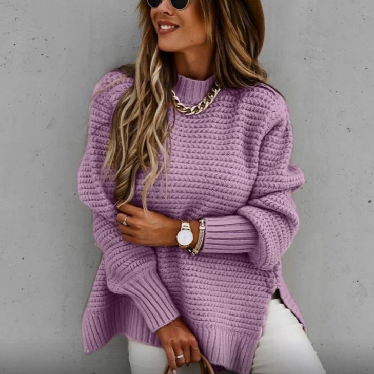Lässiger Damenpullover mit Grobstrick und bequemer Passform - J&B - 7 - Atelier-Zofia