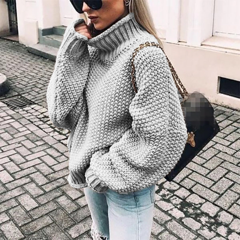 Damen Rollkragenpullover: Bequemer und eleganter Pullover mit Rippenelementen - J&B - 2 - Atelier-Zofia