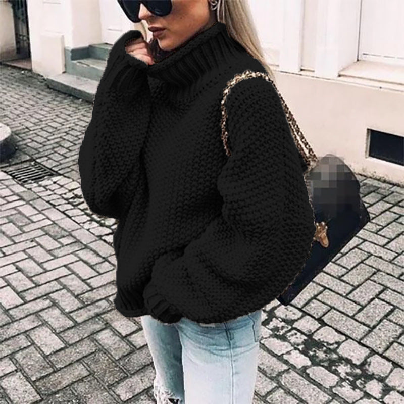 Damen Rollkragenpullover: Bequemer und eleganter Pullover mit Rippenelementen - J&B - 6 - Atelier-Zofia