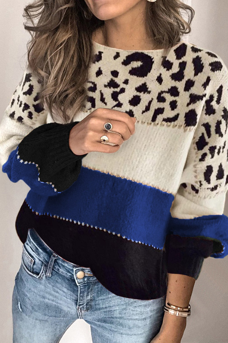 Stylischer Damenpullover mit Leopardenmuster und auffälligen Streifen - J&B - 10 - Atelier-Zofia