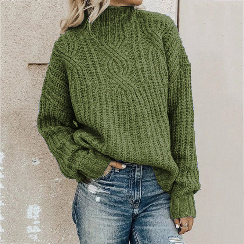 Kuscheliger Damen-Rollkragenpullover mit Zopf-Design - J&B - 1 - Atelier-Zofia