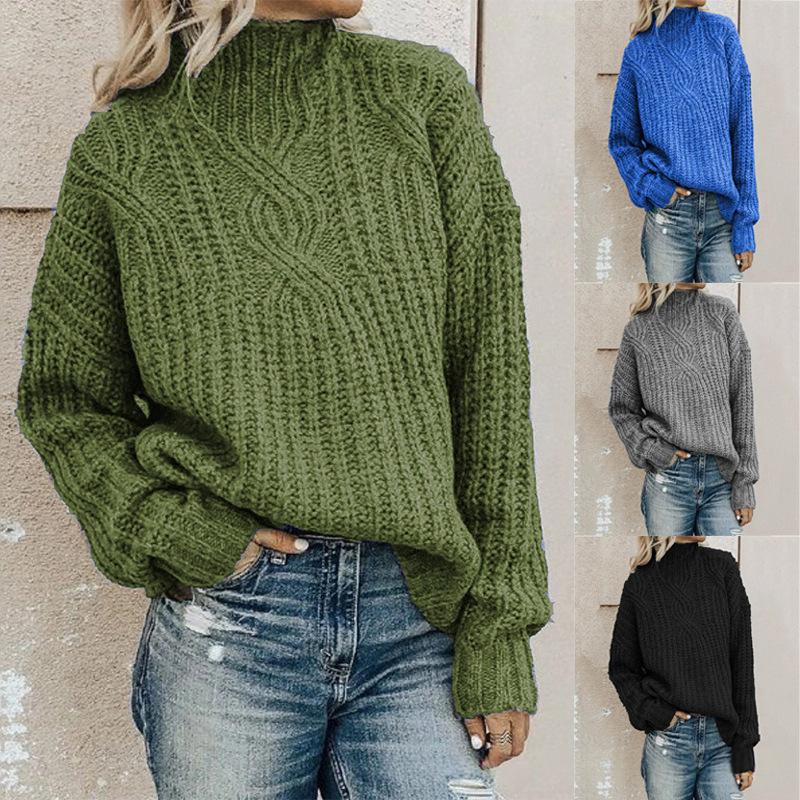 Kuscheliger Damen-Rollkragenpullover mit Zopf-Design - J&B - 2 - Atelier-Zofia