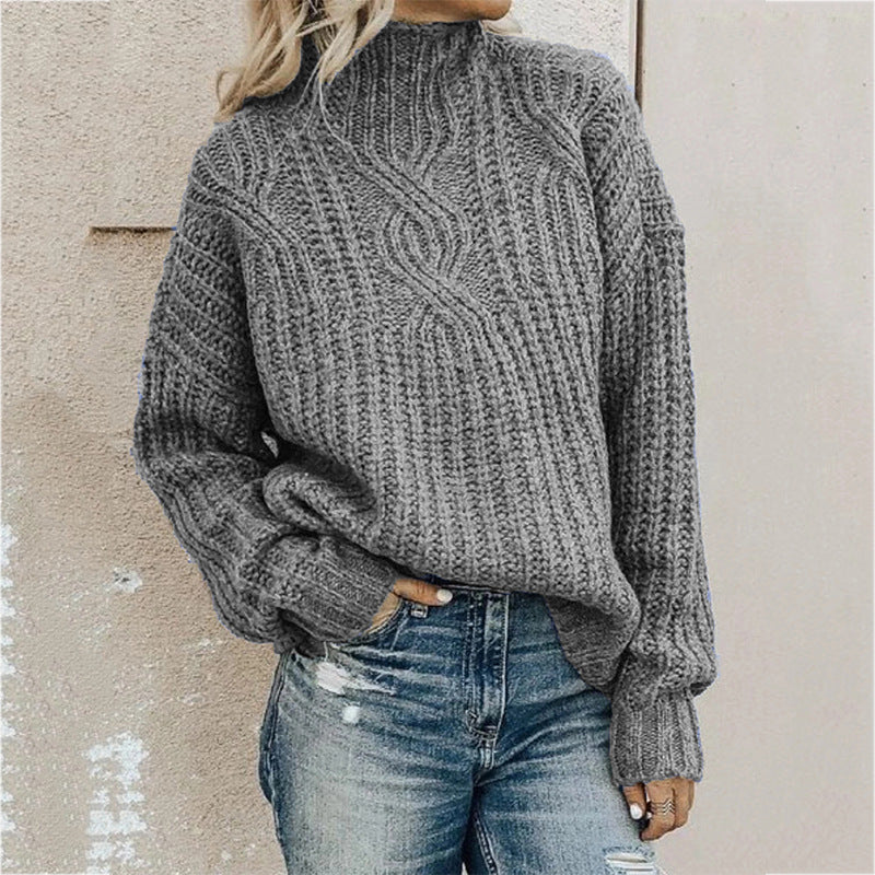 Kuscheliger Damen-Rollkragenpullover mit Zopf-Design - J&B - 3 - Atelier-Zofia