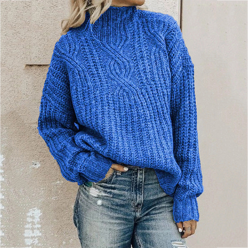Kuscheliger Damen-Rollkragenpullover mit Zopf-Design - J&B - 4 - Atelier-Zofia