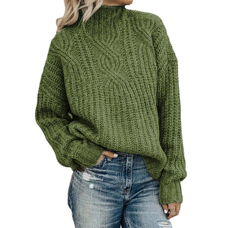 Kuscheliger Damen-Rollkragenpullover mit Zopf-Design - J&B - 5 - Atelier-Zofia