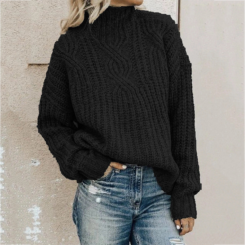 Kuscheliger Damen-Rollkragenpullover mit Zopf-Design - J&B - 6 - Atelier-Zofia