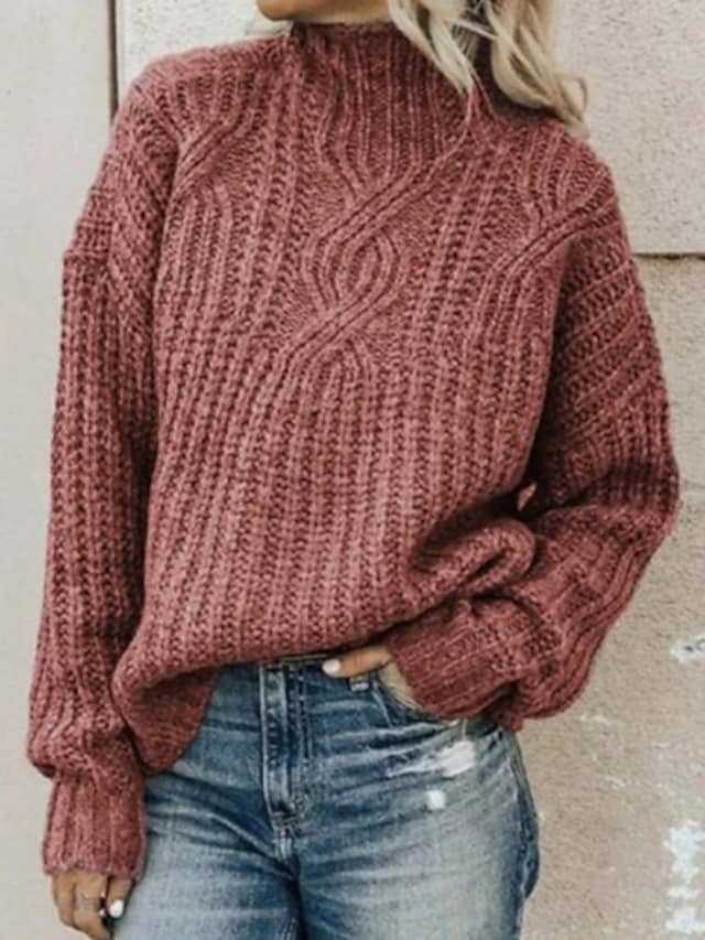 Kuscheliger Damen-Rollkragenpullover mit Zopf-Design - J&B - 7 - Atelier-Zofia