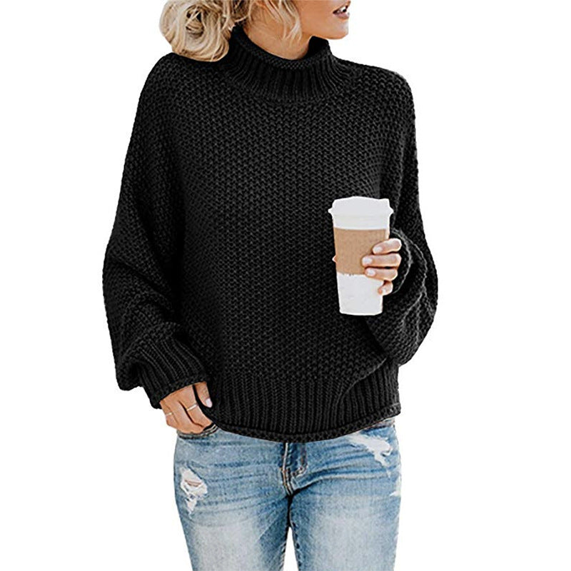 Damen Grobstrickpullover mit Rollkragen und entspannter Passform - J&B - 1 - Atelier-Zofia