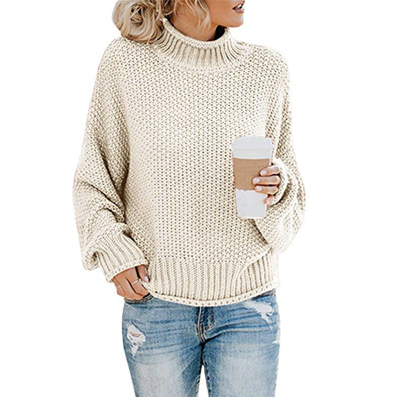 Damen Grobstrickpullover mit Rollkragen und entspannter Passform - J&B - 3 - Atelier-Zofia