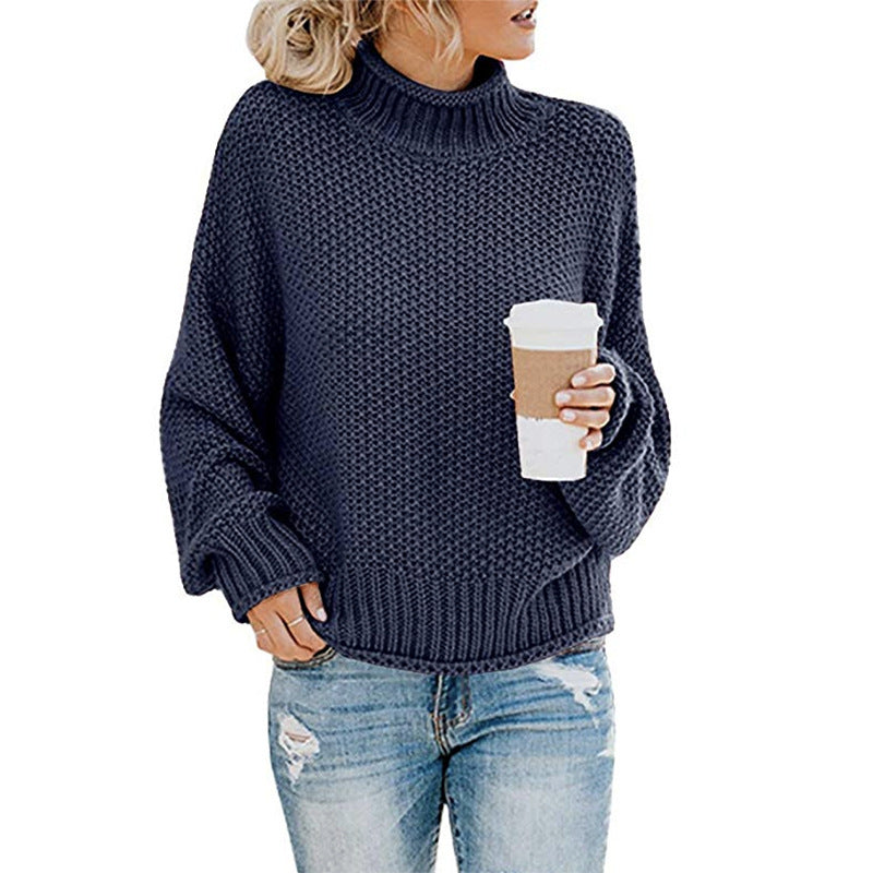 Damen Grobstrickpullover mit Rollkragen und entspannter Passform - J&B - 5 - Atelier-Zofia