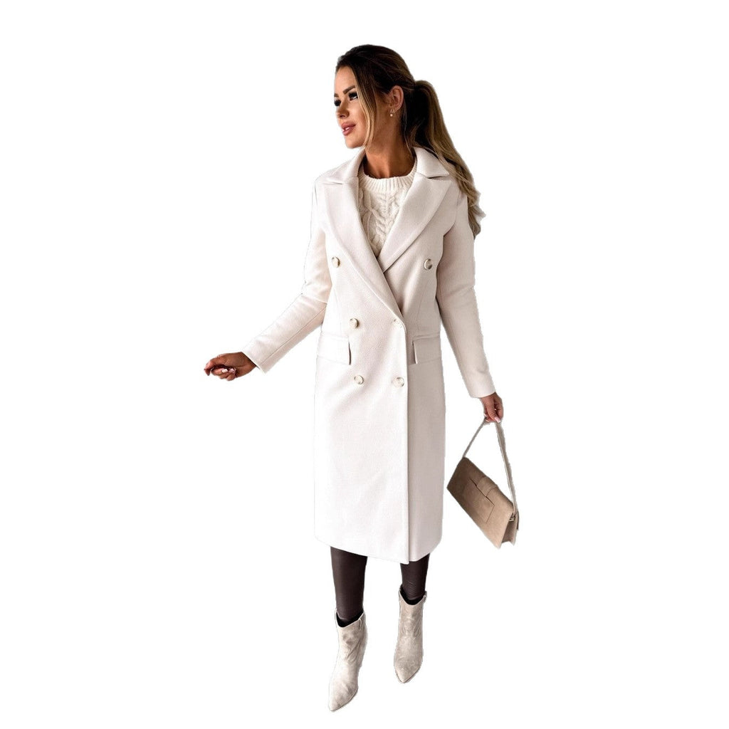 Eleganter Damenmantel im Zweireiher-Stil mit praktischen Taschen - J&B - 6 - Atelier-Zofia
