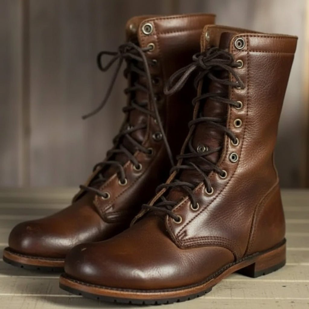 Damen Schnürstiefel mit Fleece-Bund in Wadenhöhe - J&B - 1 - Atelier-Zofia