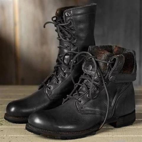 Damen Schnürstiefel mit Fleece-Bund in Wadenhöhe - J&B - 2 - Atelier-Zofia