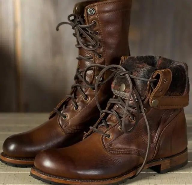 Damen Schnürstiefel mit Fleece-Bund in Wadenhöhe - J&B - 3 - Atelier-Zofia