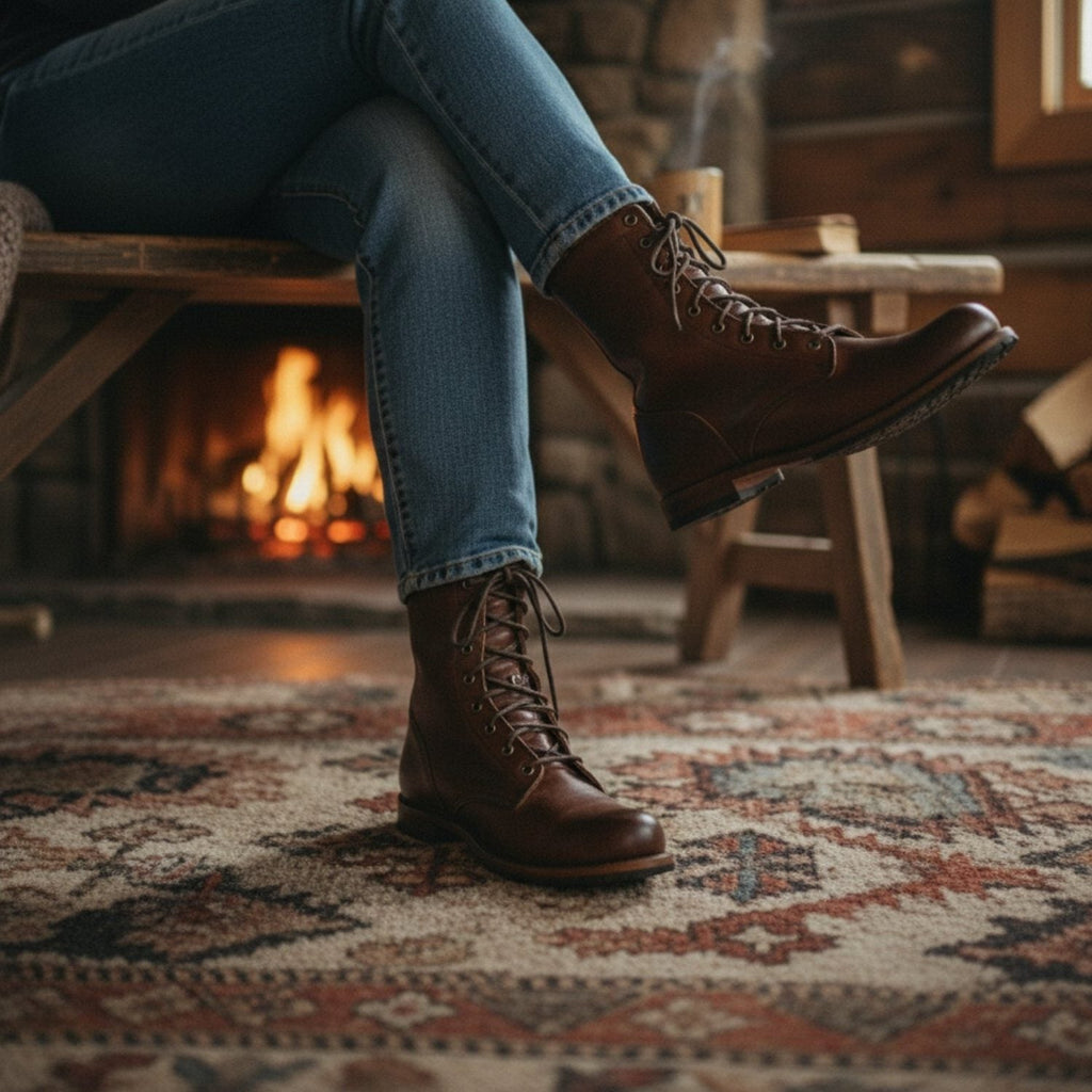 Damen Schnürstiefel mit Fleece-Bund in Wadenhöhe - J&B - 5 - Atelier-Zofia
