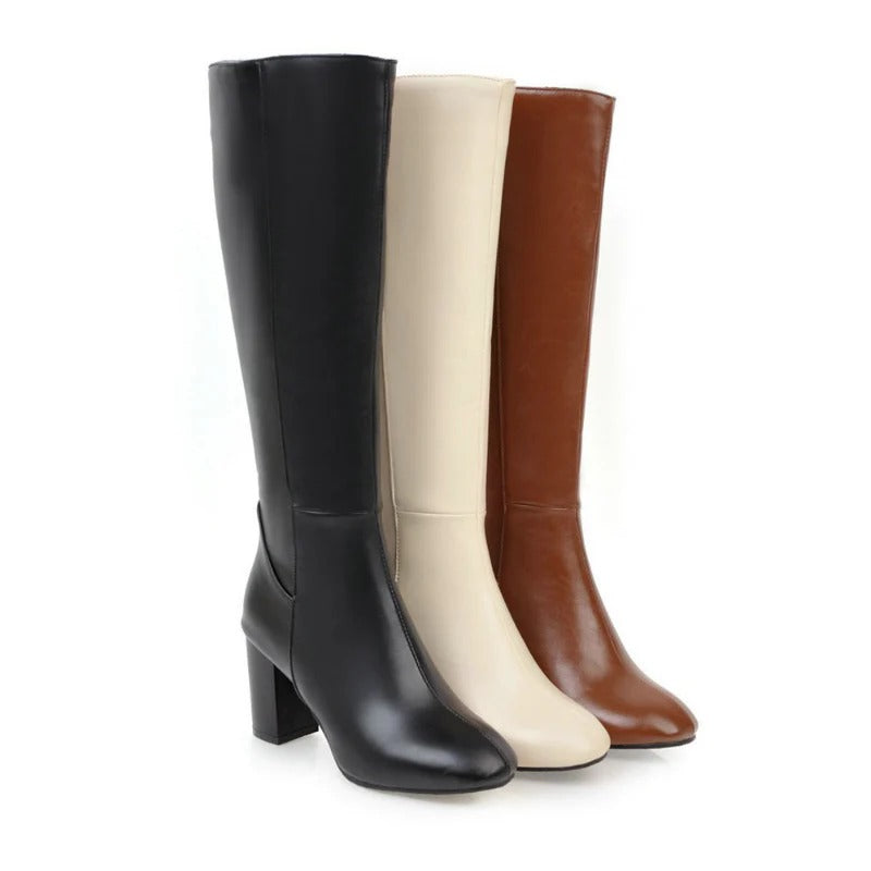 Moderne Damenstiefel mit Blockabsatz und spitzem Design - J&B - 2 - Atelier-Zofia