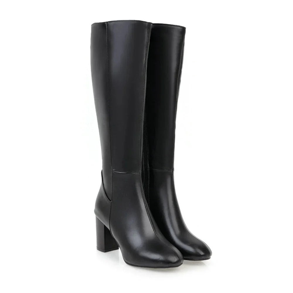 Stylische Damenstiefel mit Blockabsatz und spitzer Zehenpartie - 3 - Jasminaboutique.com