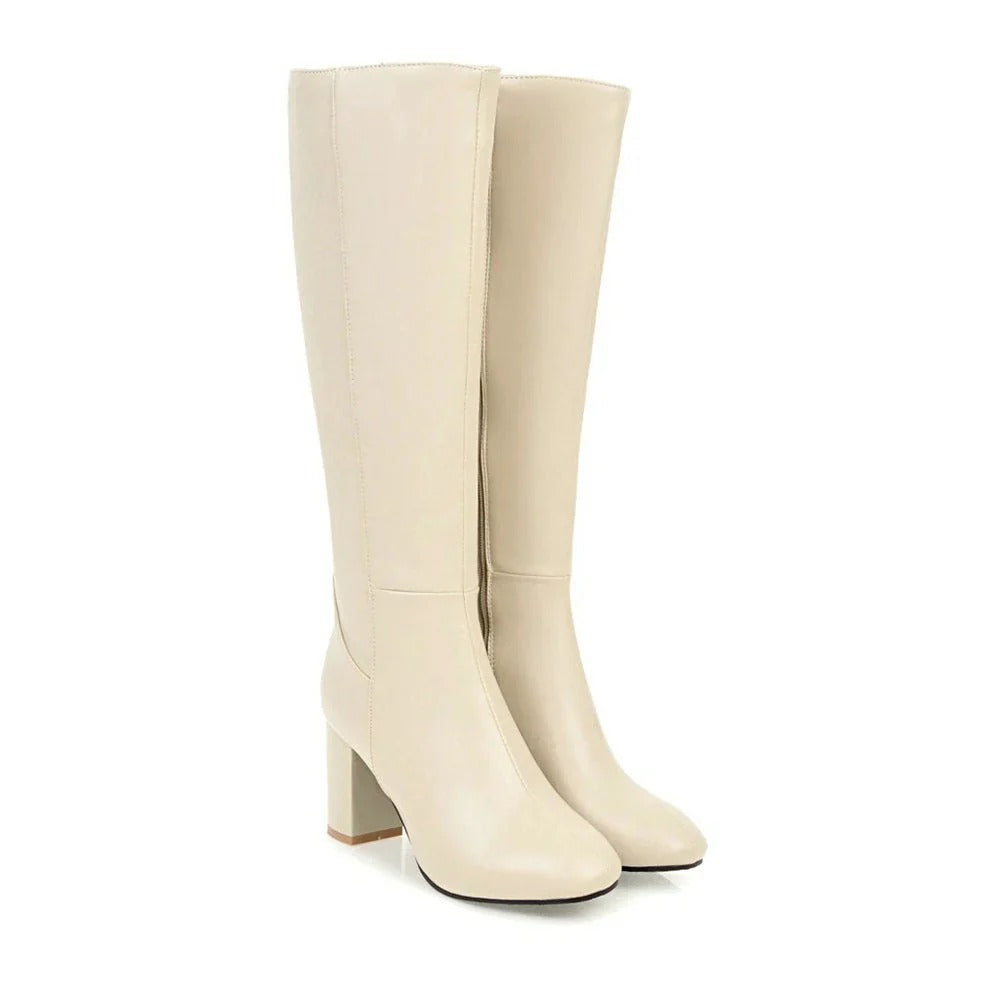Moderne Damenstiefel mit Blockabsatz und spitzem Design - J&B - 5 - Atelier-Zofia
