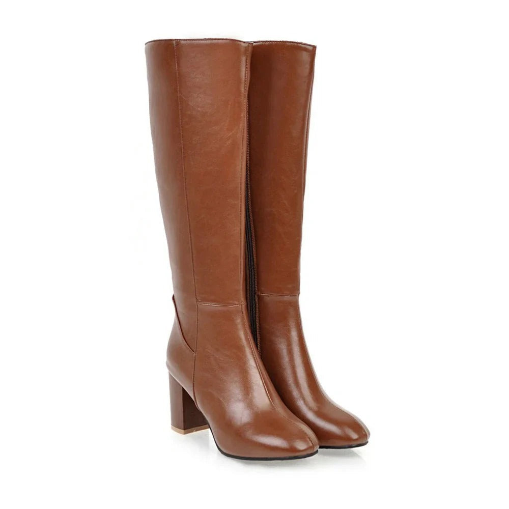 Moderne Damenstiefel mit Blockabsatz und spitzem Design - J&B - 6 - Atelier-Zofia