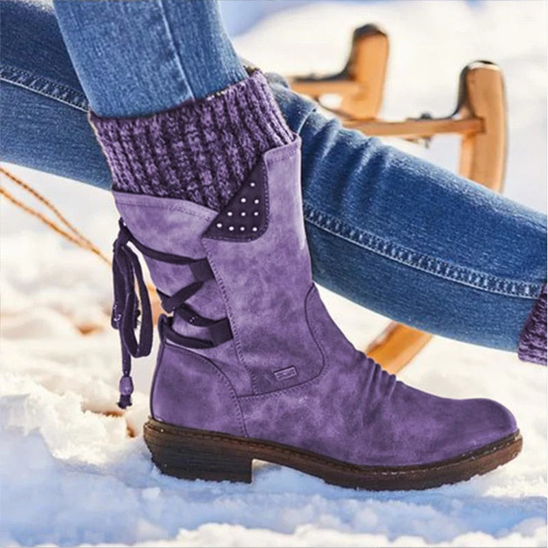 Modische Damen-Stiefeletten mit floralem Muster und eleganten Schnallen - J&B - 3 - Atelier-Zofia