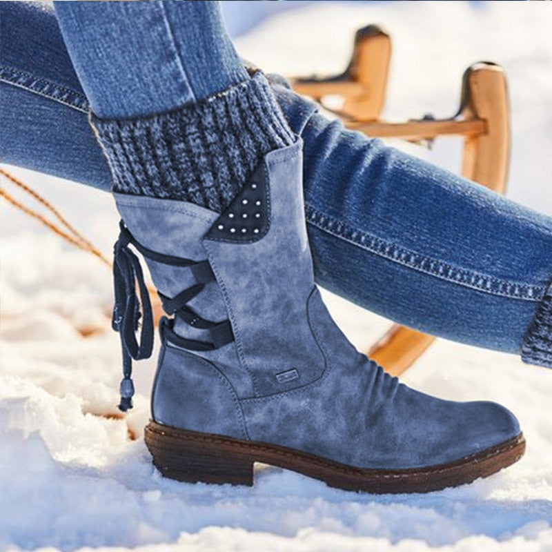 Modische Damen-Stiefeletten mit floralem Muster und eleganten Schnallen - J&B - 5 - Atelier-Zofia