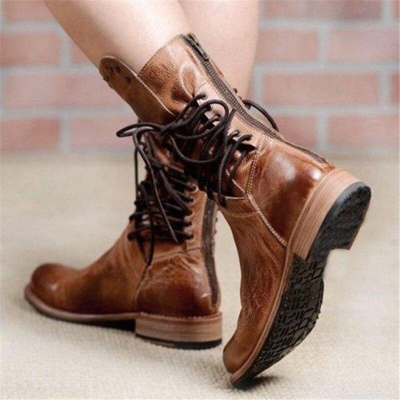 Damen Schnürstiefel im Retro-Stil mit komfortablem Blockabsatz - J&B - 6 - Atelier-Zofia