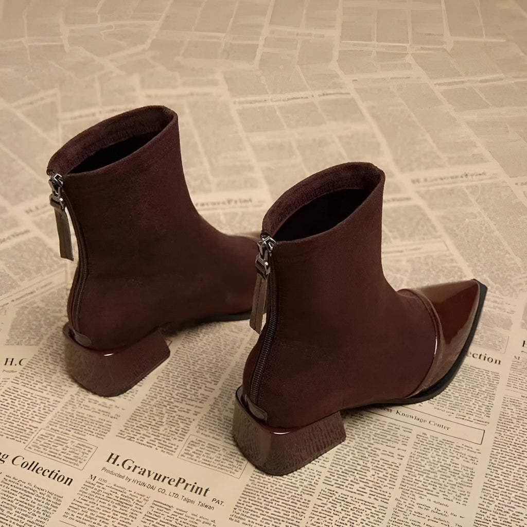 Modische Damen-Stiefeletten mit Blockabsatz und schimmernder Spitze - J&B - 5 - Atelier-Zofia