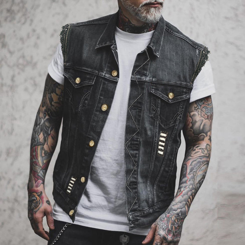 Herren Jeansweste – ärmellos im auffälligen Urban Style – J&B - 1 - Atelier-Zofia