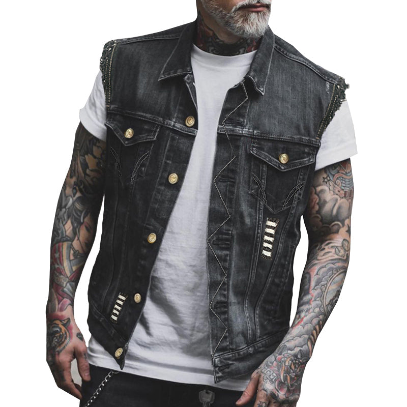 Herren Jeansweste – ärmellos im auffälligen Urban Style – J&B - 2 - Atelier-Zofia