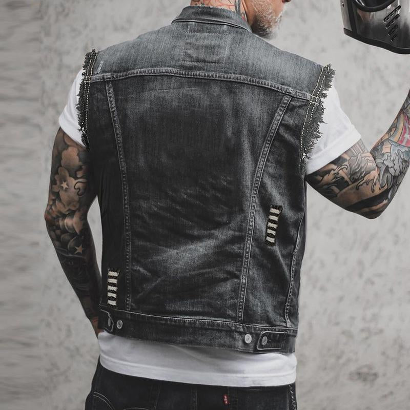 Herren Jeansweste – ärmellos im auffälligen Urban Style – J&B - 3 - Atelier-Zofia