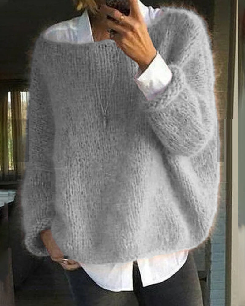Damen Oversized Strickpullover von J&B - Bequemer und modischer Pullover mit lässiger Passform - 2 - Atelier-Zofia