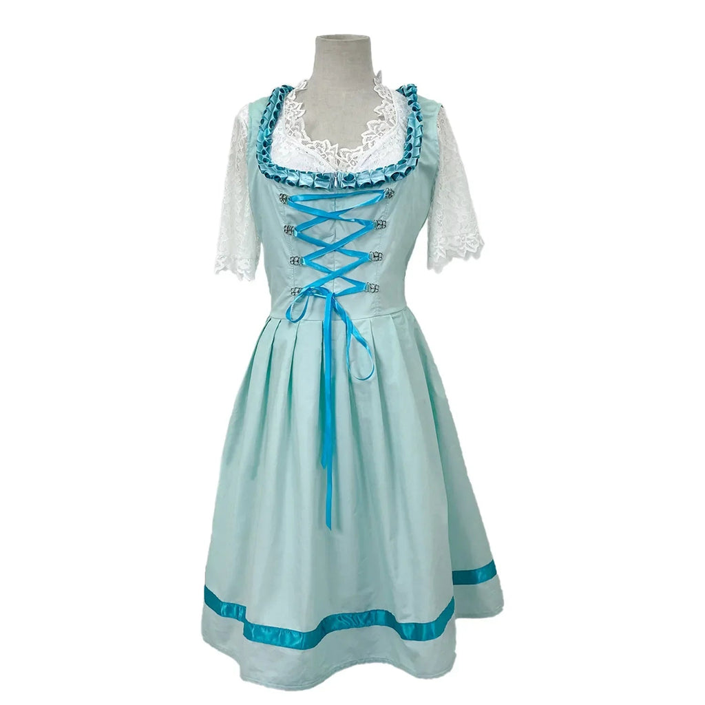 Damen Trachtenkleid mit Spitzenärmeln und Taillengurt - J&B - 3 - Atelier-Zofia