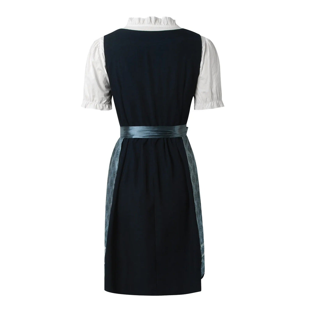Traditionelles Dirndl für Damen – Hoch taillierter Schnitt mit floralen Akzenten - J&B - 5 - Atelier-Zofia