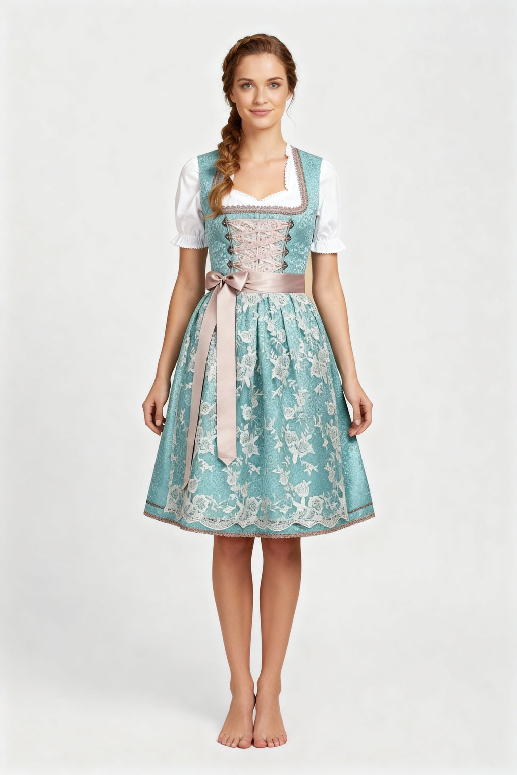 Traditionelles Dirndl für Damen mit Herzausschnitt und feiner Stickerei - J&B - 1 - Atelier-Zofia
