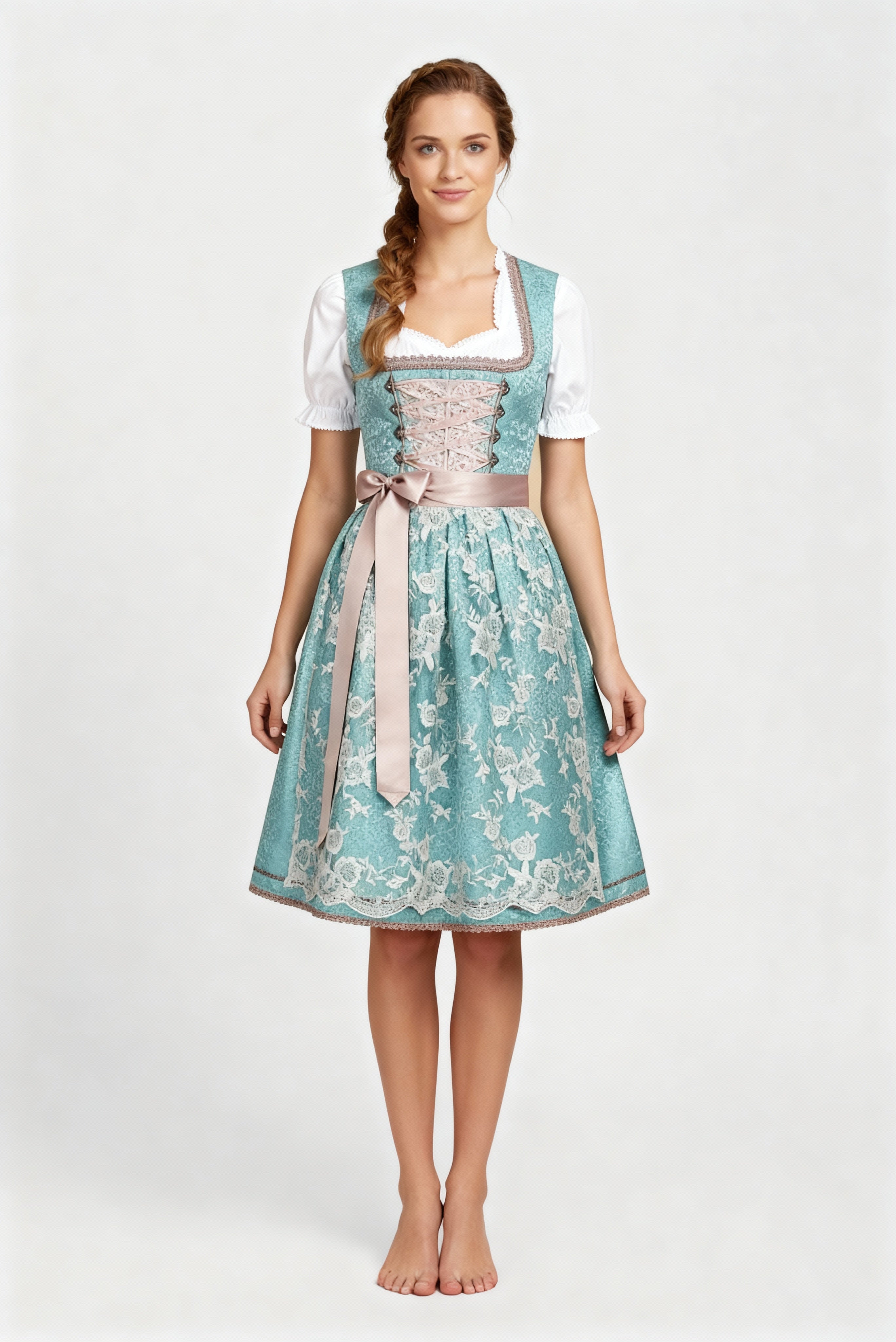 Traditionelles Dirndl für Damen mit Herzausschnitt und feiner Stickerei - J&B - 1 - Atelier-Zofia