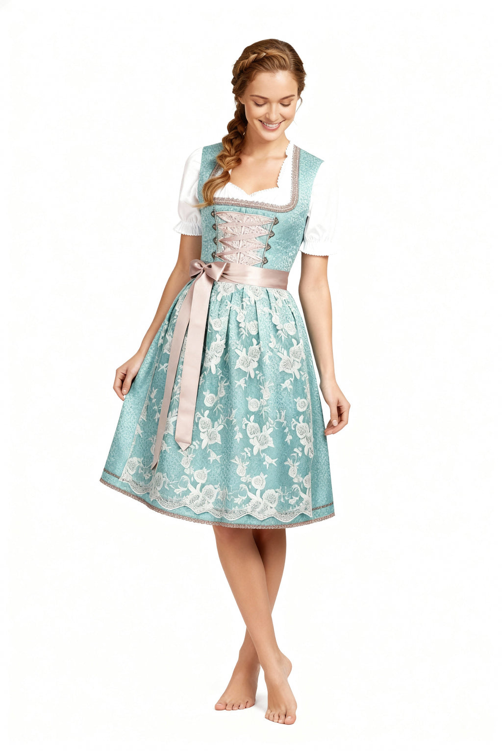 Traditionelles Dirndl für Damen mit Herzausschnitt und feiner Stickerei - J&B - 2 - Atelier-Zofia