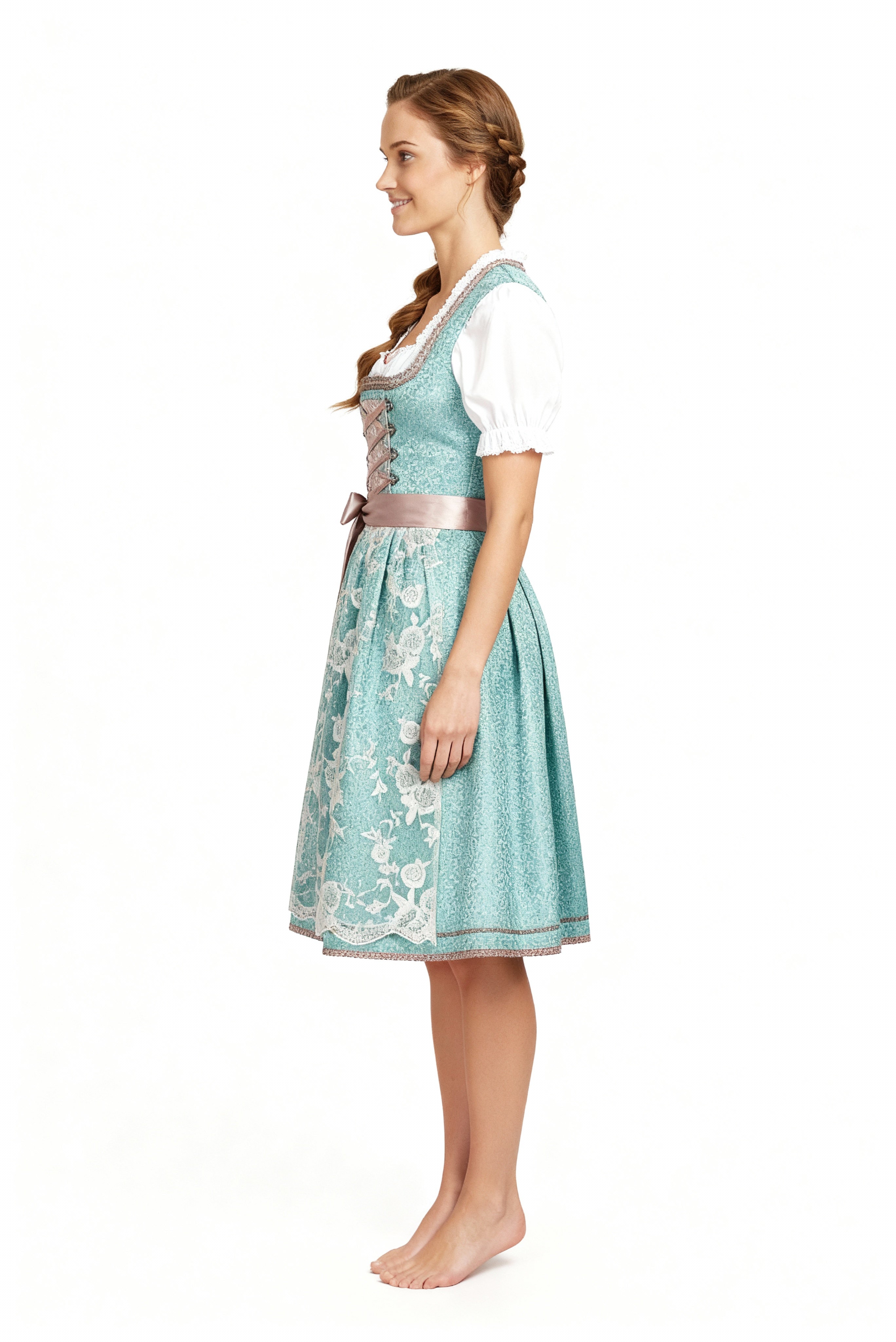 Traditionelles Dirndl für Damen mit Herzausschnitt und feiner Stickerei - J&B - 3 - Atelier-Zofia