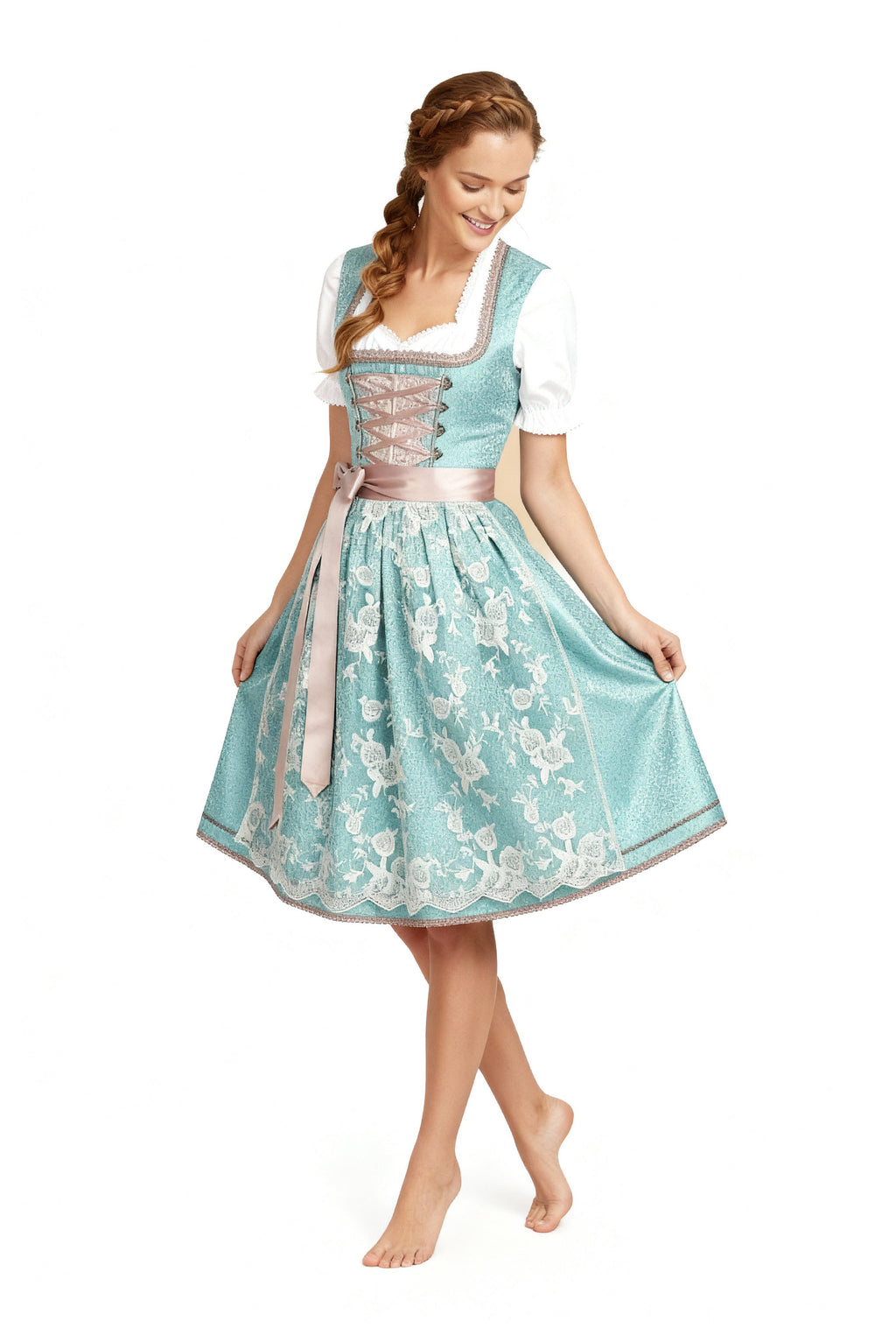 Traditionelles Dirndl für Damen mit Herzausschnitt und feiner Stickerei - J&B - 4 - Atelier-Zofia