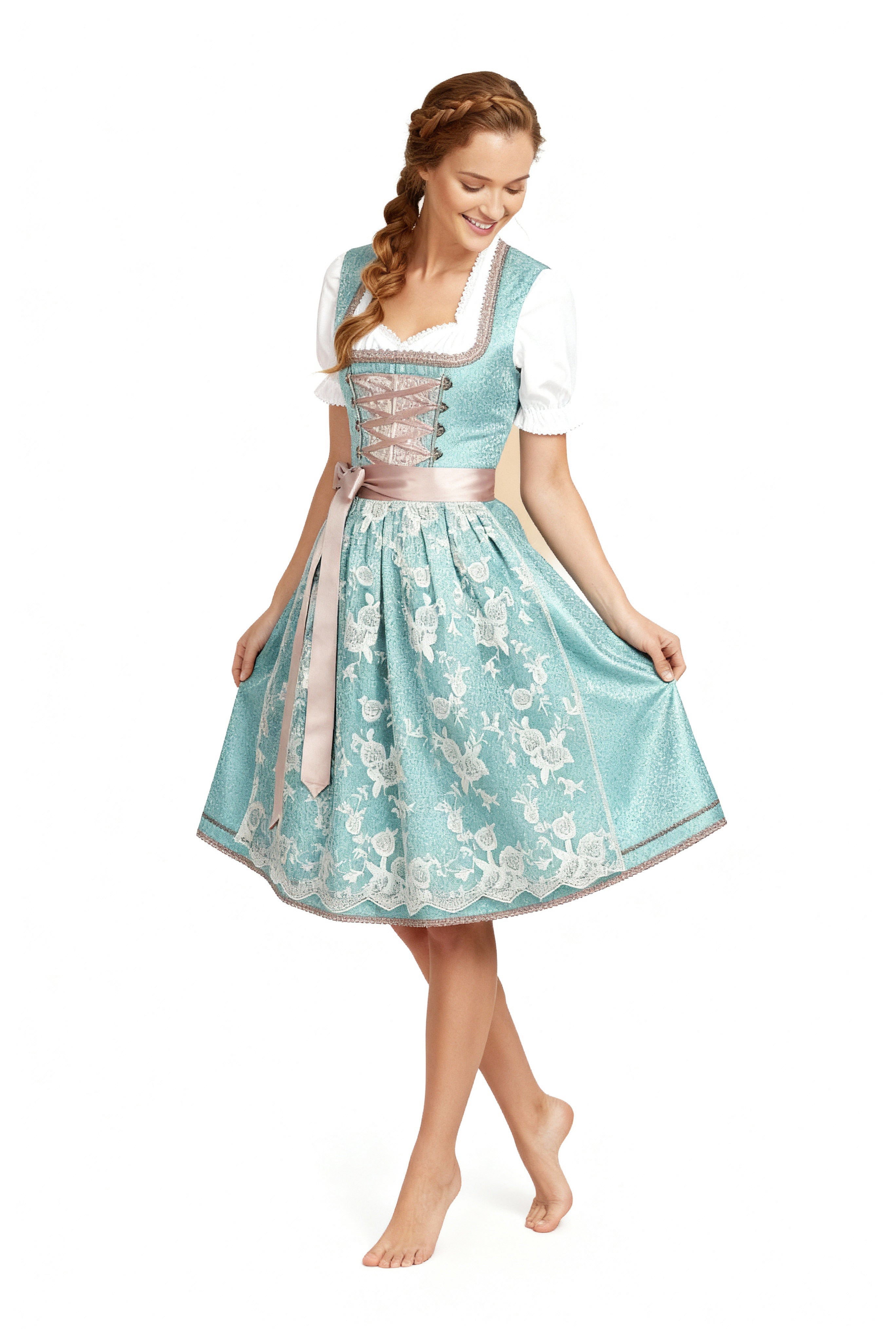 Traditionelles Dirndl für Damen mit Herzausschnitt und feiner Stickerei - J&B - 4 - Atelier-Zofia