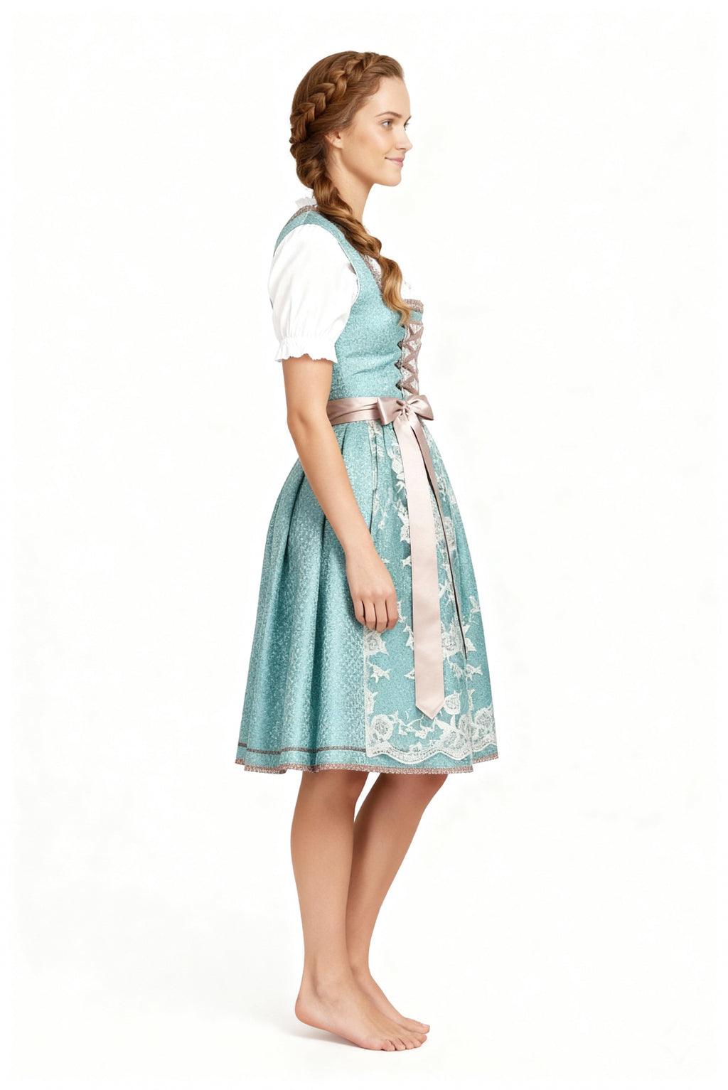Traditionelles Dirndl für Damen mit Herzausschnitt und feiner Stickerei - J&B - 5 - Atelier-Zofia