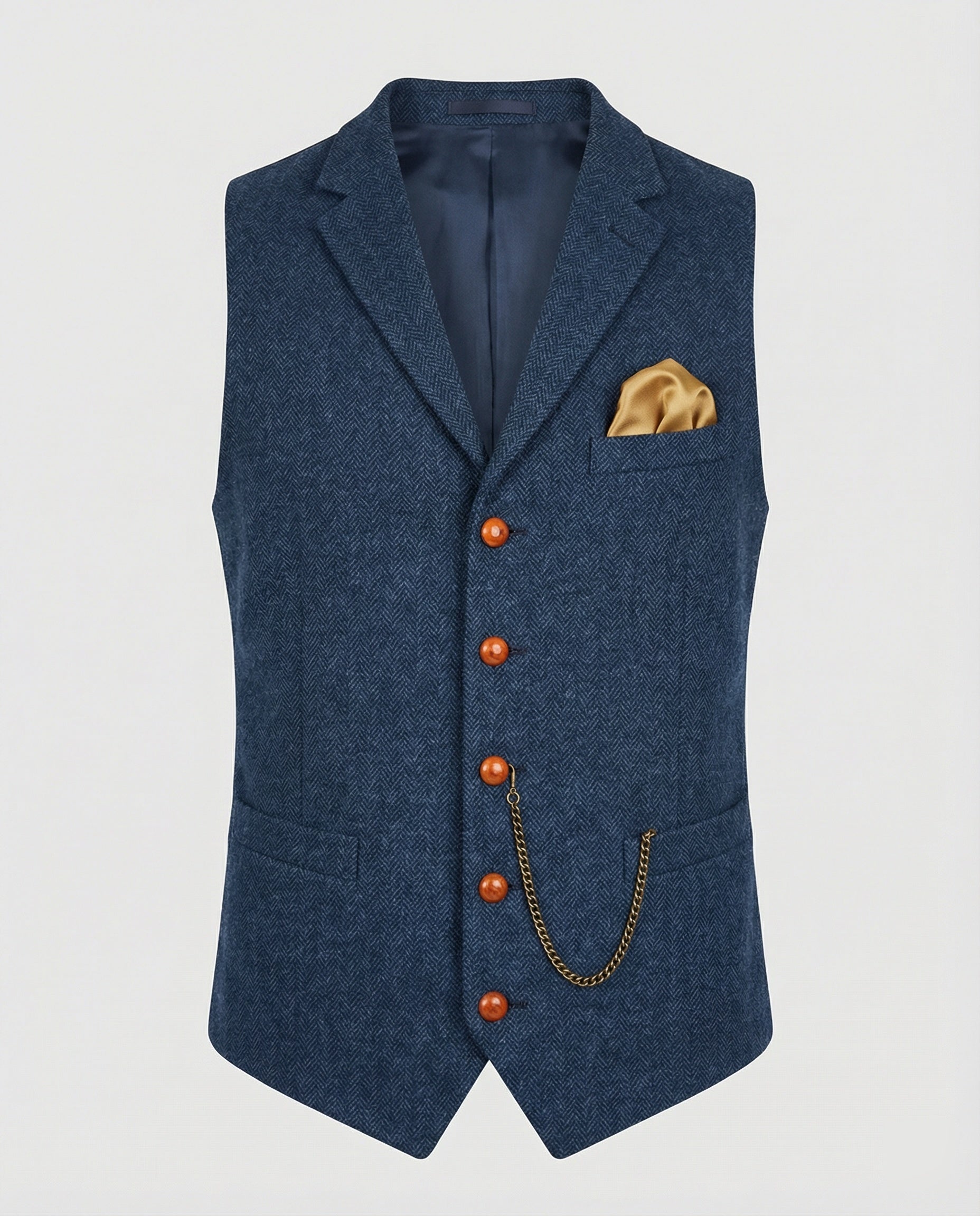 Herren Weste mit Fischgrätenmuster und Kettenakzent - J&B - 3 - Atelier-Zofia