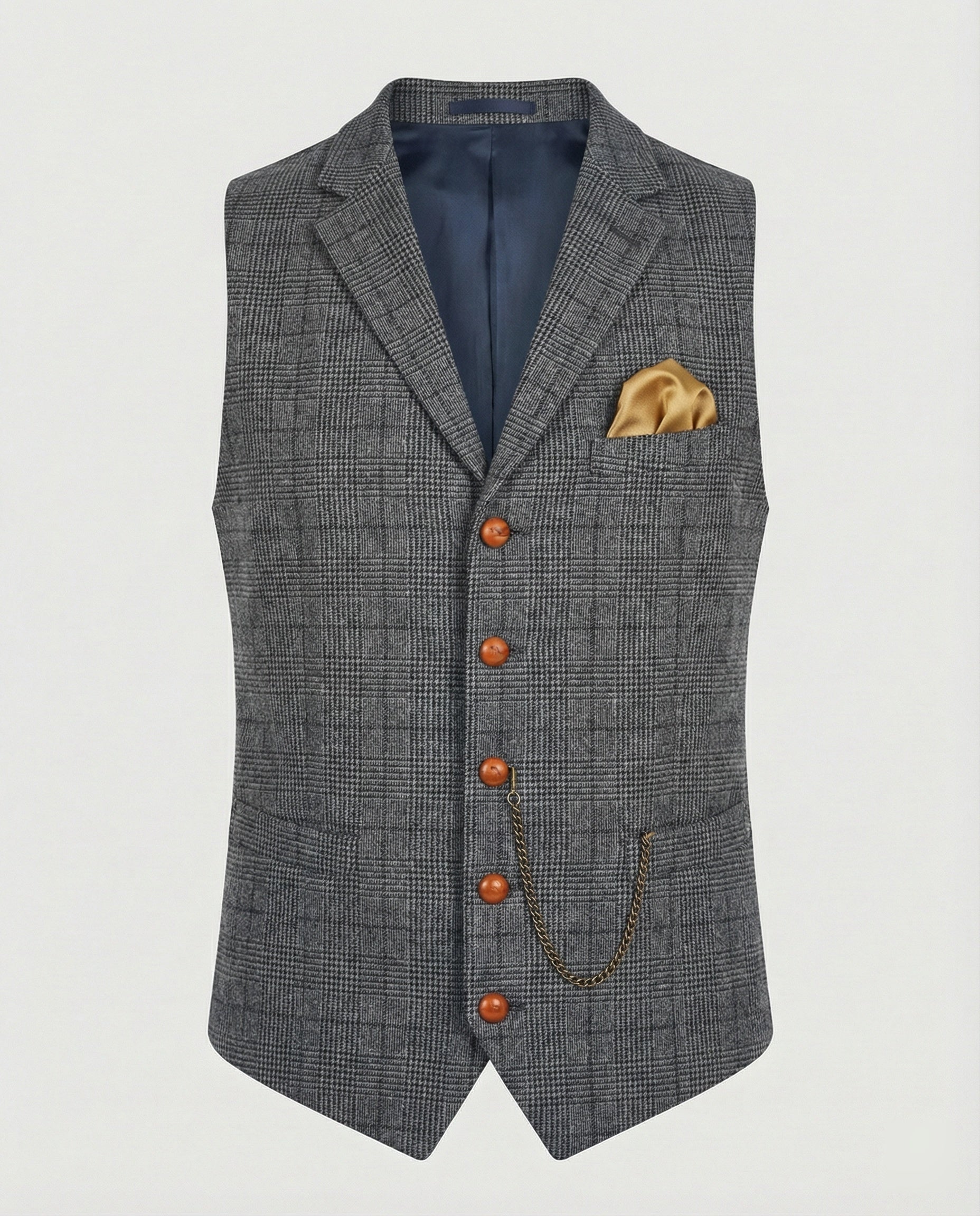 Herren Weste mit Fischgrätenmuster und Kettenakzent - J&B - 7 - Atelier-Zofia