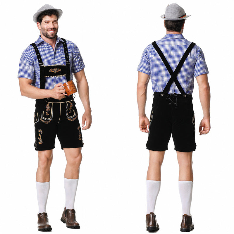 Elegantes Herren Lederhosen-Set mit stilvollem Hemd und feiner Stickerei - J&B - 3 - Atelier-Zofia
