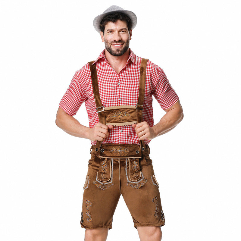 Elegantes Herren Lederhosen-Set mit stilvollem Hemd und feiner Stickerei - J&B - 4 - Atelier-Zofia