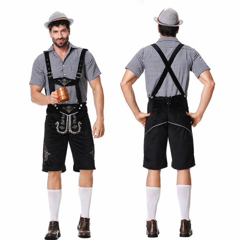 Elegantes Herren Lederhosen-Set mit stilvollem Hemd und feiner Stickerei - J&B - 5 - Atelier-Zofia
