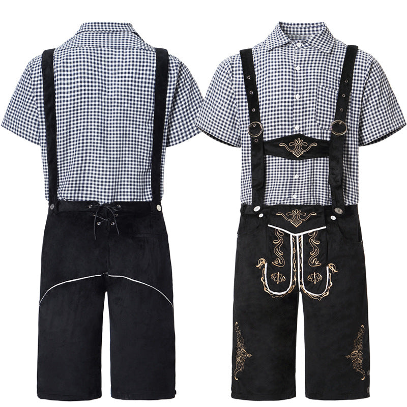 Elegantes Herren Lederhosen-Set mit stilvollem Hemd und feiner Stickerei - J&B - 6 - Atelier-Zofia