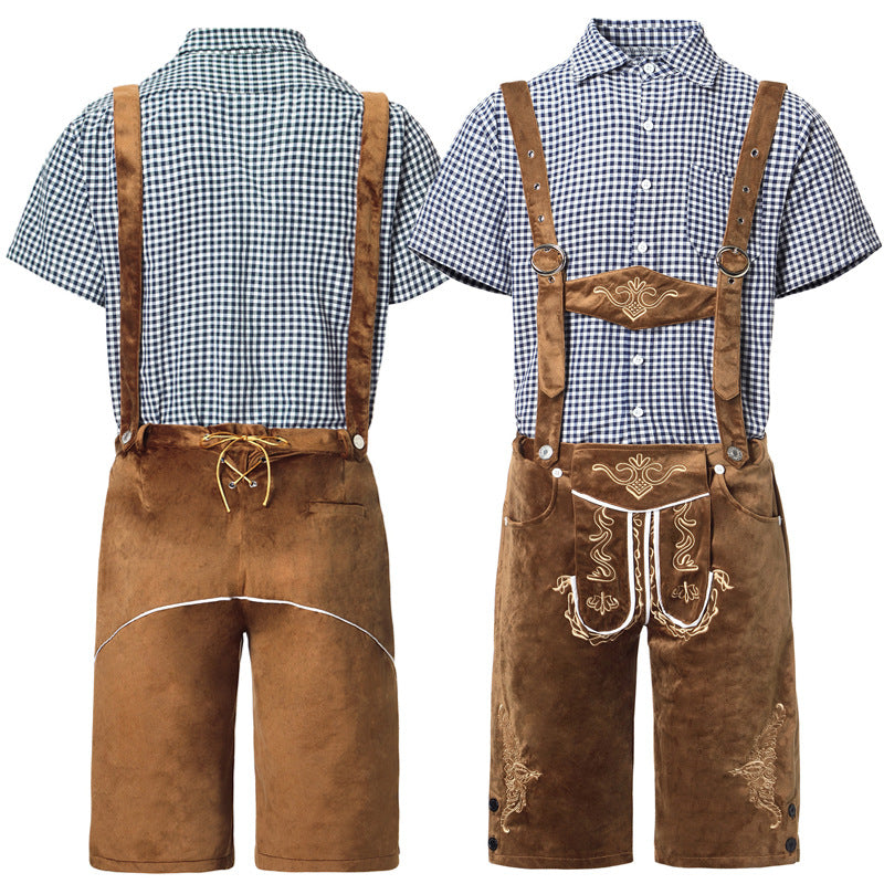 Elegantes Herren Lederhosen-Set mit stilvollem Hemd und feiner Stickerei - J&B - 8 - Atelier-Zofia